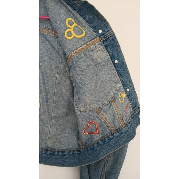 Vintage Disney Store Denim Jean Jacket Cropped Embroidered Mickey Mouse X-Large - Picture 7 of 16